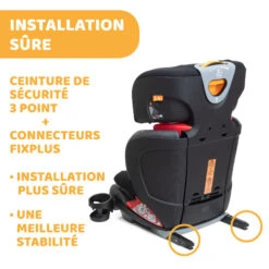 Siège Auto Oasys Evo 2-3 Fix Plus Jet Black De Chicco -Mini Moomes Soldes 01090361 4