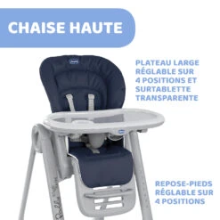 Chaise Haute Polly Magic Relax 4 Roues India Ink De Chicco -Mini Moomes Soldes 01107880 3