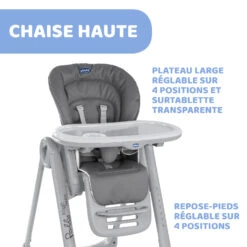 Chaise Haute Polly Magic Relax 4 Roues Graphite De Chicco -Mini Moomes Soldes 01107881 3
