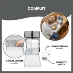 Sac à Dos à Langer Le Sancy Smokey De Babymoov -Mini Moomes Soldes 01109376 5