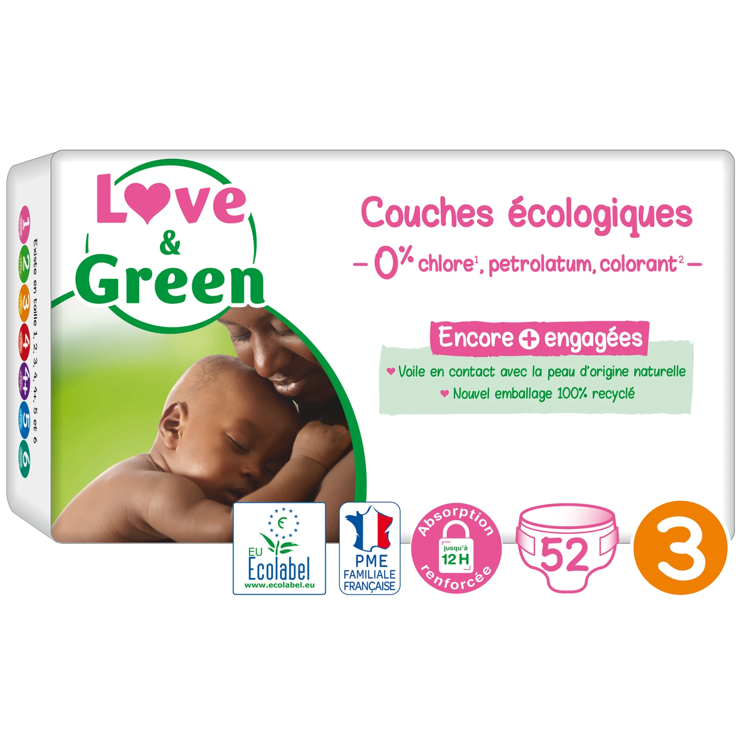 Couches écologiques Blanc T3 De Love & Green 1 Couches écologiques Blanc T3 De Love & Green