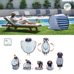 Tente Anti-UV Haute Protection 50+ Marinière Bleu De Babymoov -Mini Moomes Soldes 01148352 4