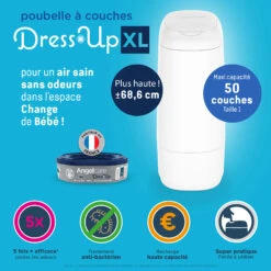 Poubelle à Couches Dress Up XL Blanc De Angelcare -Mini Moomes Soldes 01162107 3