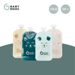 Lot De 20 Gourdes Réutilisables Isy Pouches 150 Ml De Babymoov -Mini Moomes Soldes 01172518 3