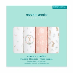 Lot De 4 Maxi-Langes Mousseline Blushing Bunnies De Aden + Anais Essentials -Mini Moomes Soldes 01172653 6